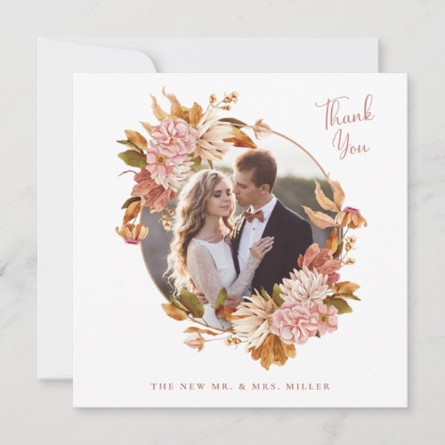 Floral Watercolor Wedding Thank You Card