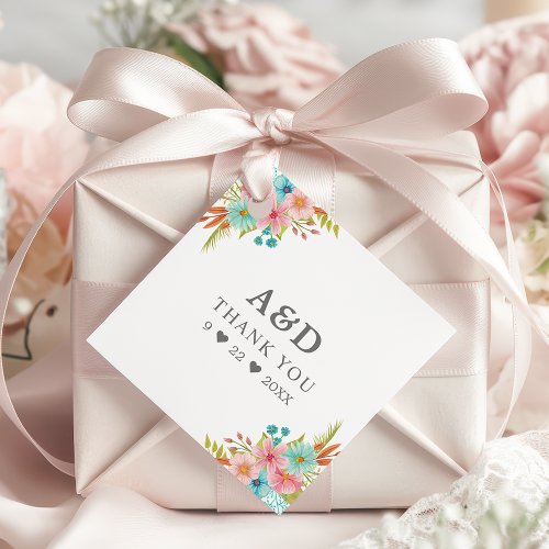 Wedding Favor Tags 16 Floral Watercolor Wedding Thank You Favor Tags