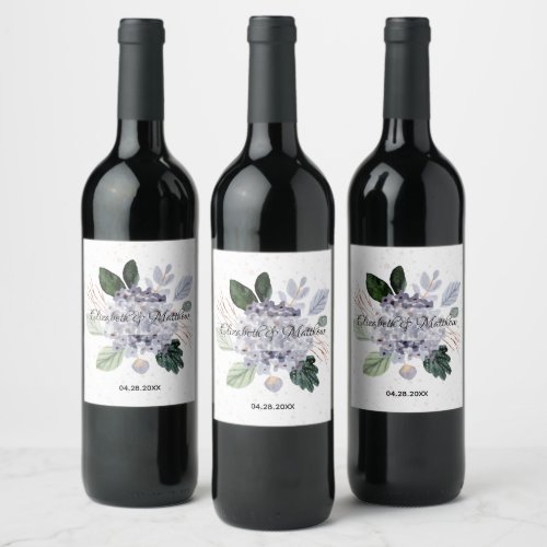 Floral Watercolor Wedding Wine Label