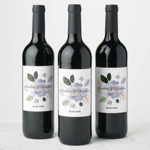 Floral Watercolor Wedding Wine Label