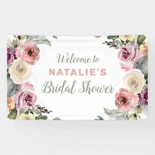 Floral Watercolor Welcome Bridal Shower Banner
