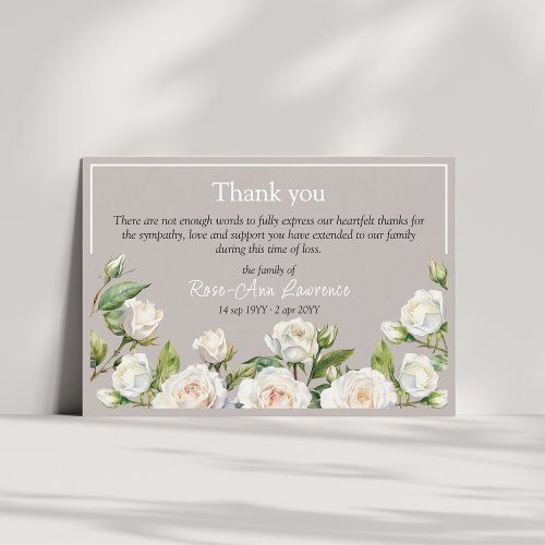 Floral watercolor white roses frame funeral