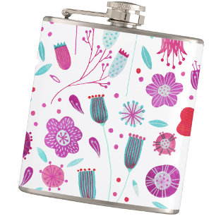 Floral Watercolor Wildflower Flask