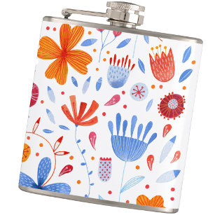 Floral Watercolor Wildflower Pattern Flask