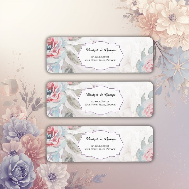 Floral watercolor wildflower rose wedding label (Creator Uploaded)