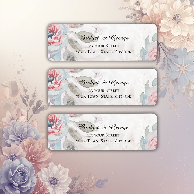 Floral watercolor wildflower rose wedding label (Creator Uploaded)