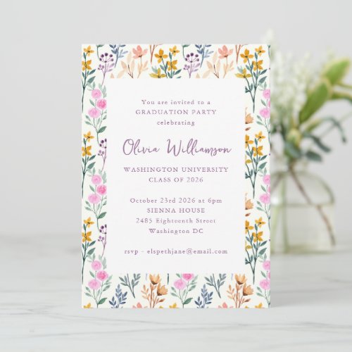 Floral Watercolor Wildflowers Graduation Party