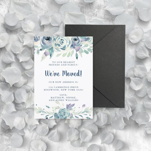 Floral Watercolor Winter Weve Moved Announcement