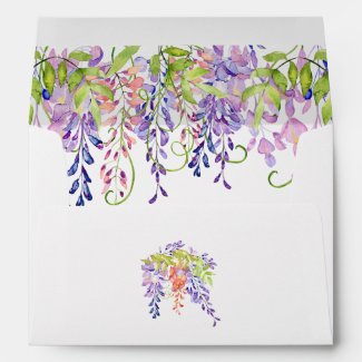 Floral Watercolor Wisteria Flowers Return Address Envelope