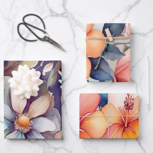 Floral Watercolor Wrapping Sheets