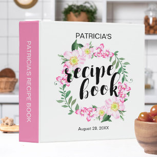 Floral Watercolor Wreath Bridal Shower Recipe Book Binder