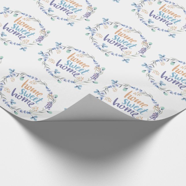 Floral Watercolor Wreath Home Sweet Home Wrapping Paper (Corner)