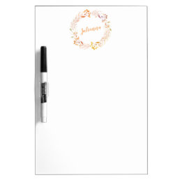 Floral Watercolor Wreath Personalized Dry Erase Board