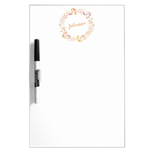 Floral Watercolor Wreath Personalized Dry Erase Board