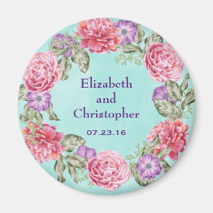 Floral Watercolor Wreath Pretty Wedding Magnet