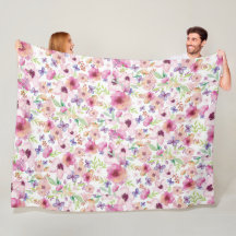 Floral Watercolour Fleece Blanket