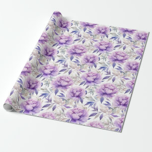 Floral watercolour - lavender purple Peonies Wrapping Paper