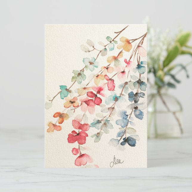 Floral Waterfall Flat Sympathy Card (Standing Front)