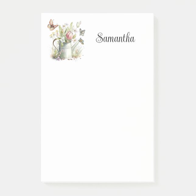 Floral Watering Can Personalized  Post-it Notes (Front)