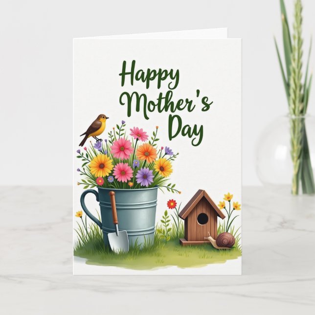 Floral Watering Can Scene Card (Front)