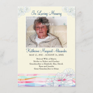 Floral Waves Memorial Notice Invitation