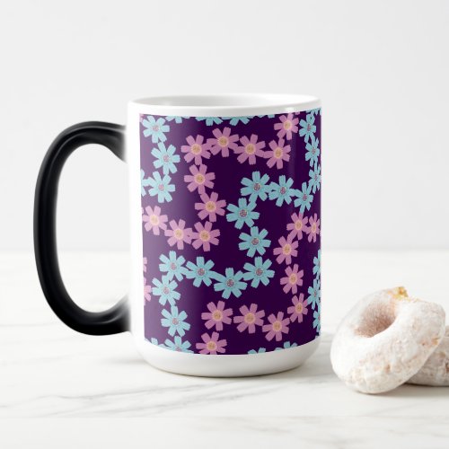 Floral Wavy Pattern Line Magic Mug