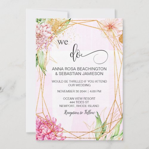  Floral WE DO  Geometric RSVP AR15 QR Wedding Invitation