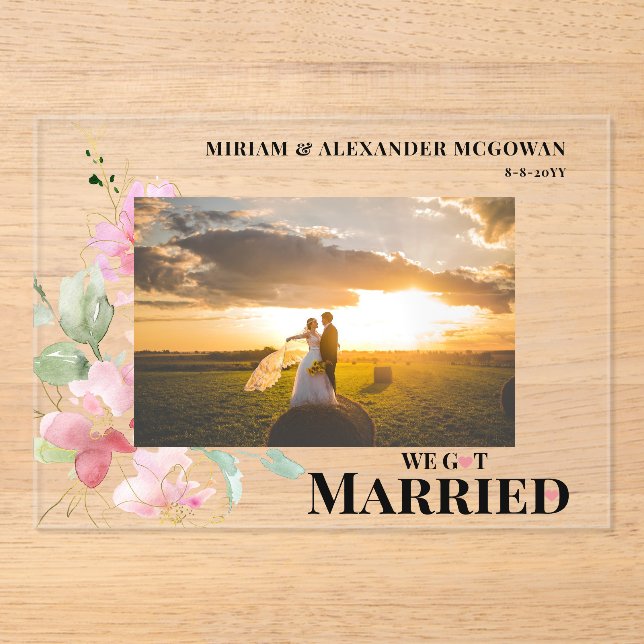 Floral We got married Wedding announcement  (Front)