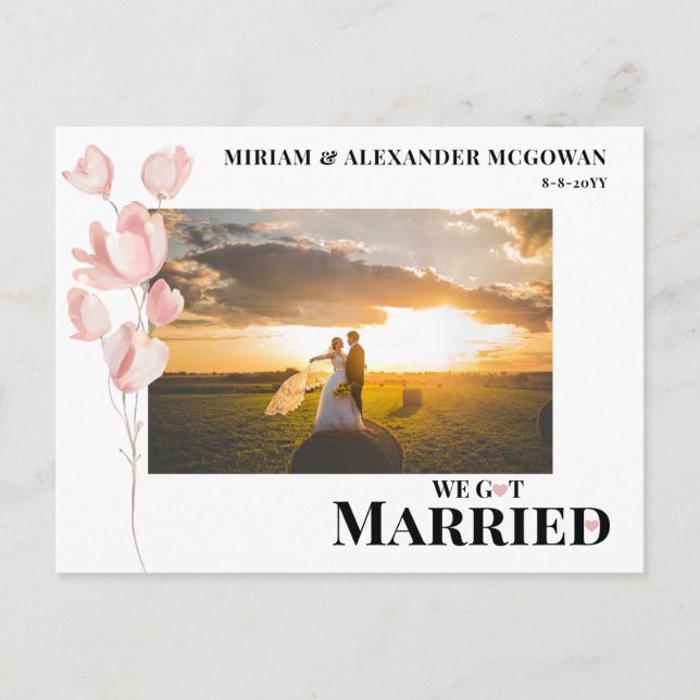 Floral We got married Wedding announcement  Postcard (Front)