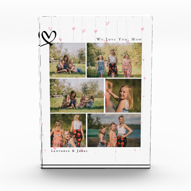 Floral We Love You Abuela Mom Family Photo Collage Block (Front)