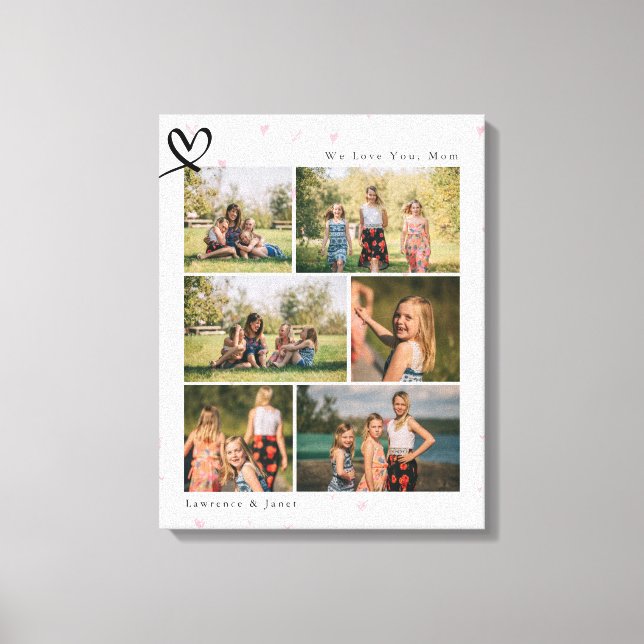 Floral We Love You Abuela Mom Family Photo Collage Canvas Print (Front)