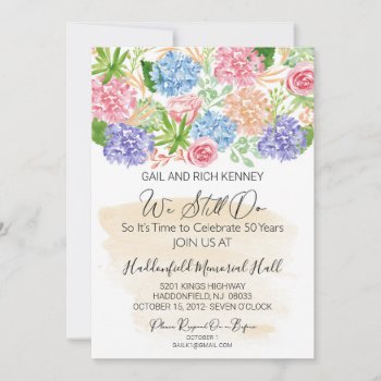 Floral We Still Do 50th Anniversary Invitation by PetitePaperie at Zazzle