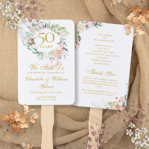Floral We Still Do Vow Renewal Anniversary Program Hand Fan