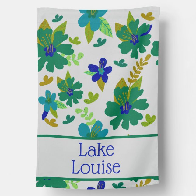 Floral Weatherproof Personalized House Flag (Back)