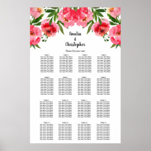 Floral Wedding 16 Table Seating Chart