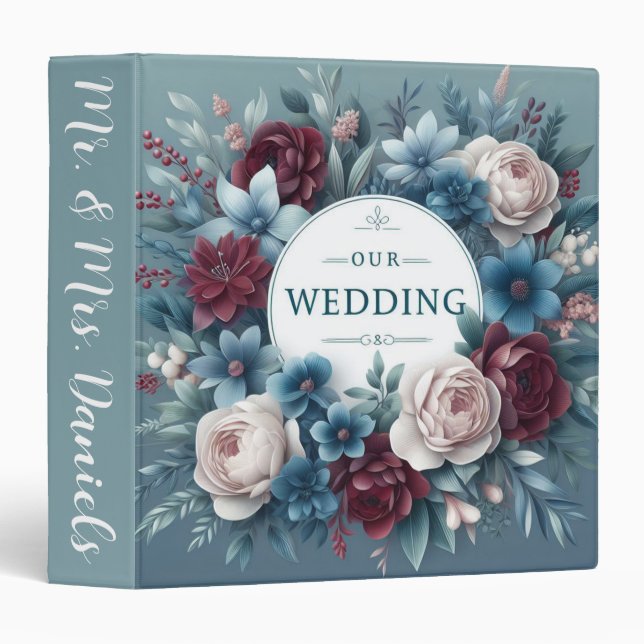 Floral Wedding  3 Ring Binder (Front/Spine)