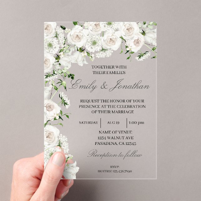 Floral wedding  acrylic invitations (Insitu (Handheld))