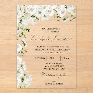 Floral wedding acrylic invitations