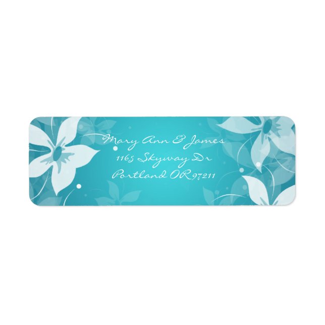 Floral Wedding Address Exotic Blooms Blue Label (Front)