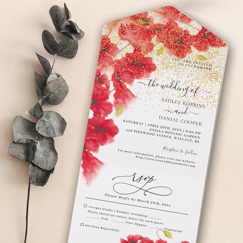 Floral Wedding All In One Invitation