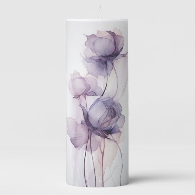 Floral wedding and decor Pillar Candle (Front)