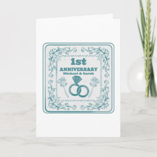 Floral wedding Anniversary Customizable year Card