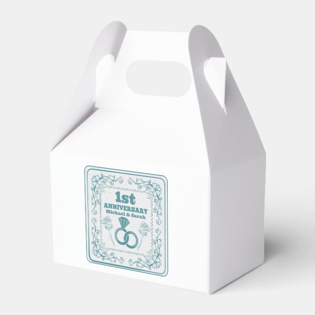 Floral wedding Anniversary Customizable year Favor Boxes (Front Side)