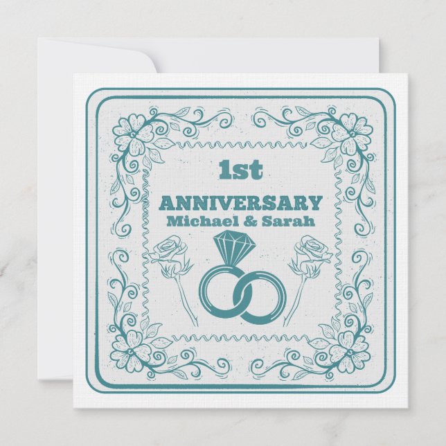 Floral wedding Anniversary Customizable year Invitation (Front)