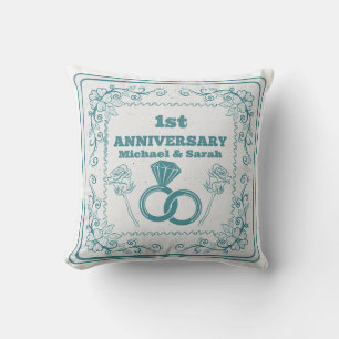Floral wedding Anniversary Customizable year Throw Pillow