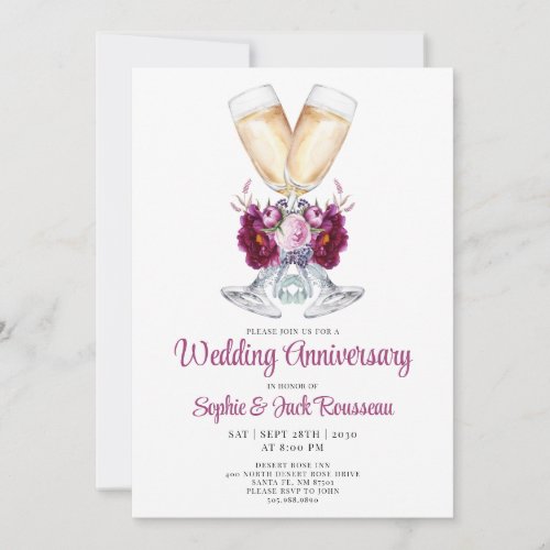 Floral Wedding Anniversary Party Invitation