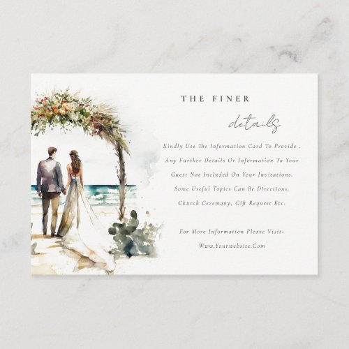 Floral Wedding Arch Beach Seascape Wedding Details Enclosure Card