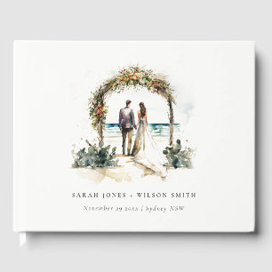 Floral Wedding Arch Coastal Beach Seascape Wedding Guest Book