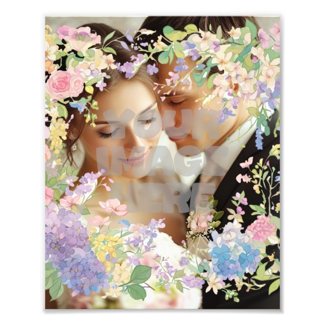 Floral Wedding Border Customizable Image Photo Print (Front)