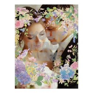 Floral Wedding Border Customizable Image Poster